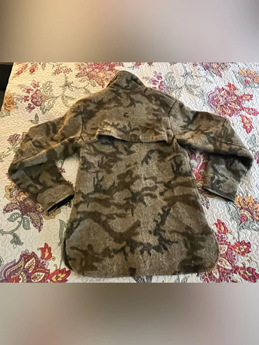 Vintage Youth Sleeping Indian Design Wool Hunting Jacket Large Camo Heavy Duty